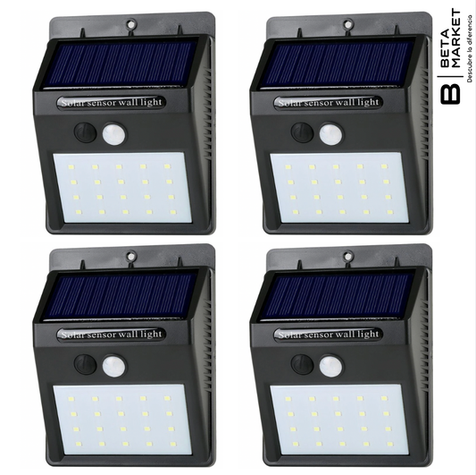 Pack 4 Focos Solares 20 Led Con Sensor Movimiento