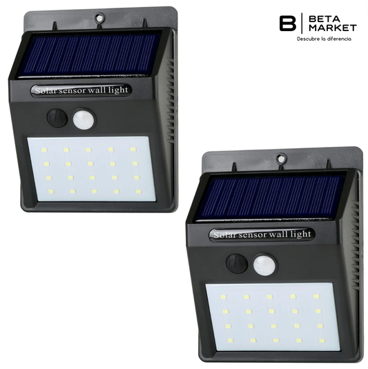 Pack 2 Focos Solares 20 Led Con Sensor Movimiento