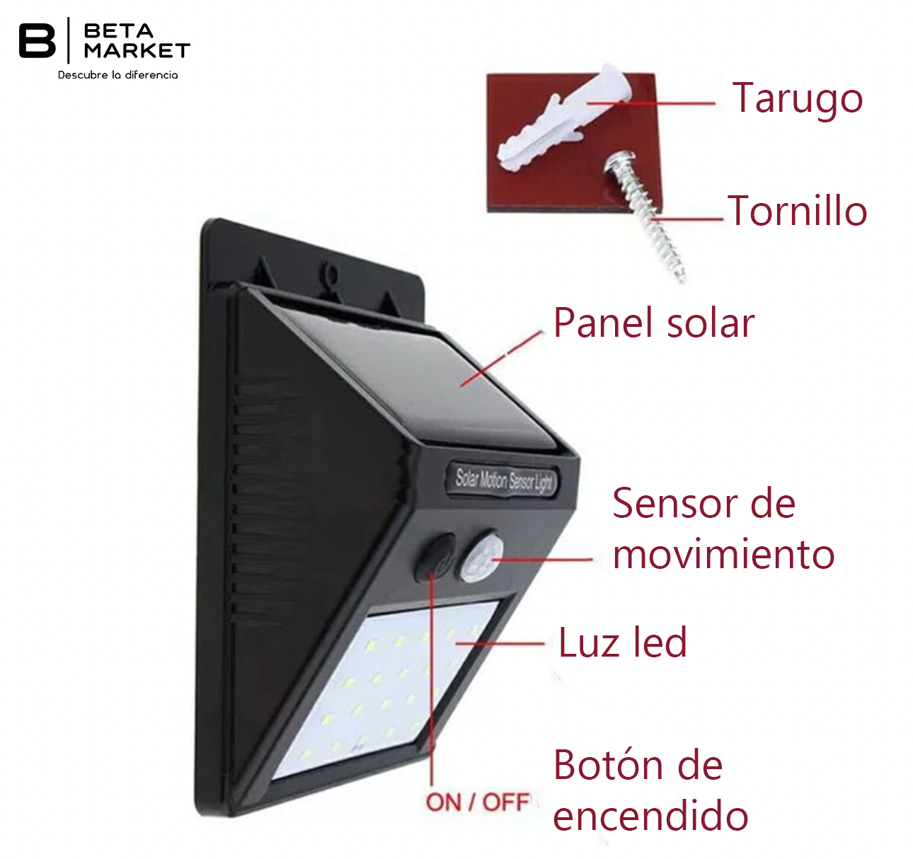 Pack 4 Focos Solares 20 Led Con Sensor Movimiento