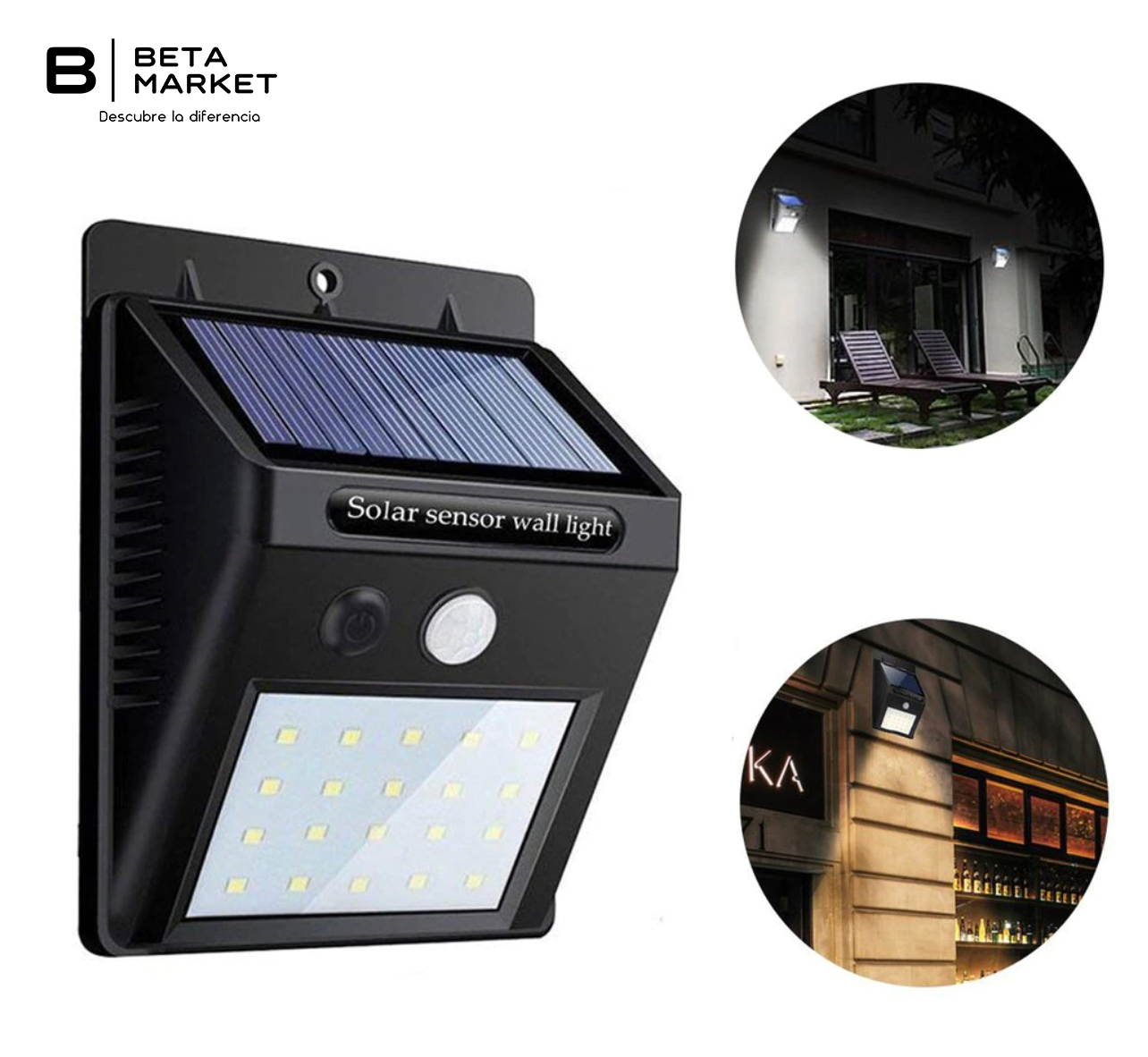 Pack 2 Focos Solares 20 Led Con Sensor Movimiento