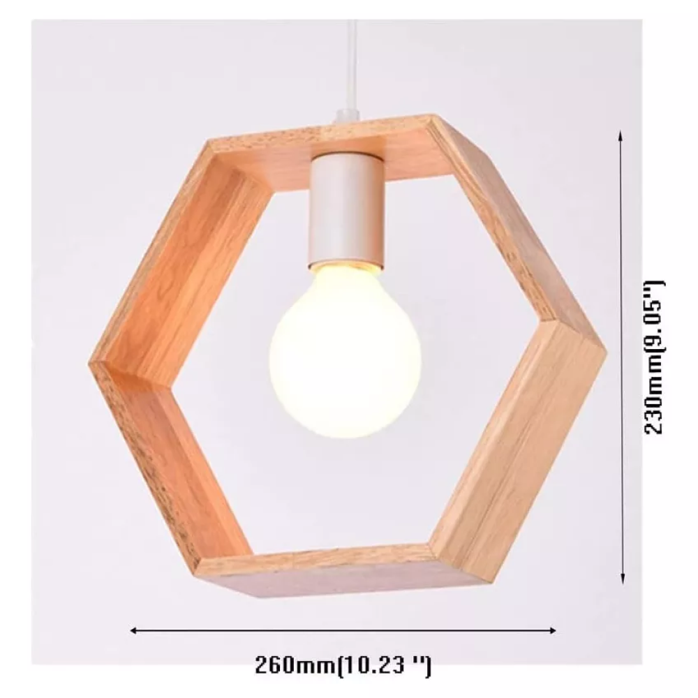 Lámpara Colgante Madera Hexagonal