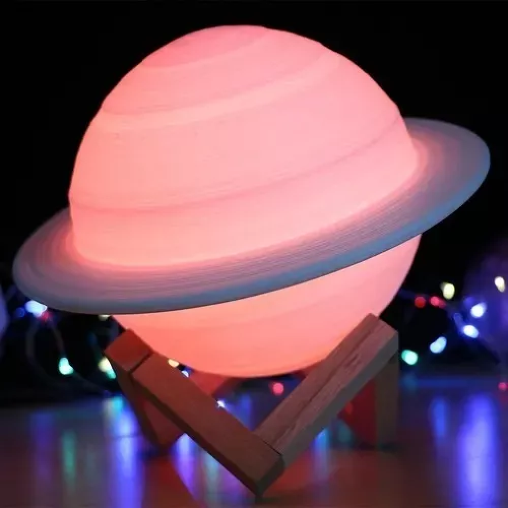 Lampara Saturno 3D recargable 8 colores